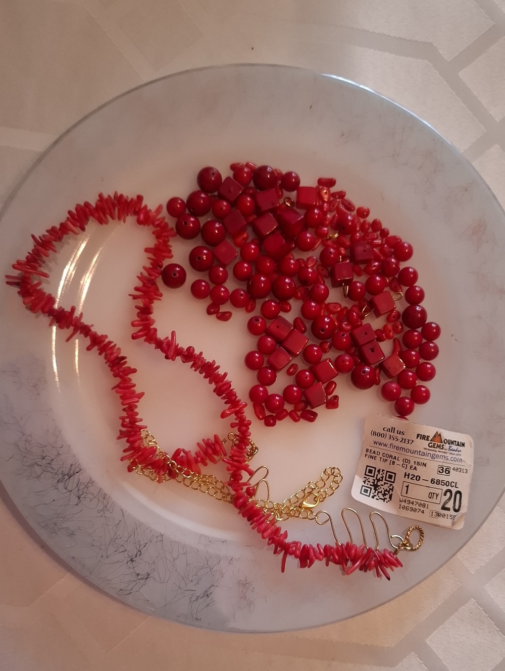 Red Coral Beads For Jewelry Making, Assorted size Beads